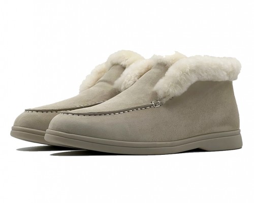 Замшевые ботинки Open Winter светло-серые