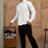 Мужская белая рубашка Loro Piana logo-embroidered