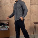 Мужская серая рубашка Loro Piana logo-embroidered