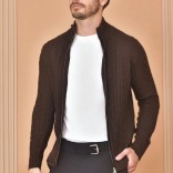 Кашемировый свитер Loro Piana Premium zip-up - Brown