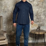 Мужская рубашка Loro Piana logo-embroidered - Navy