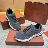 Замшевые кроссовки Loro Piana Week End Walk - Grey