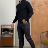 Тёмно-синий джемпер Loro Piana Zip Neck