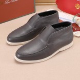 Кожаные лоферы с мехом Loro Piana Open Walk - Grey