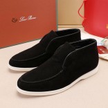 Замшевые лоферы с мехом Loro Piana Open Walk - Brown