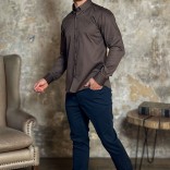 Мужская рубашка Loro Piana logo-embroidered - Brown