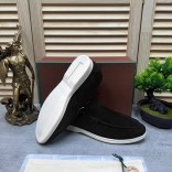 Мужские замшевые лоферы Loro Piana Open Walk - Black