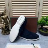 Мужские замшевые лоферы Loro Piana Open Walk - Navy