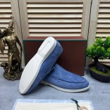 Мужские замшевые лоферы Loro Piana Open Walk - Blue