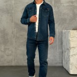 Джинсовая рубашка Loro Piana тёмно-синего цвета