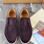 Замшевые лоферы с меховой стелькой Loro Piana Open Walk - Brown