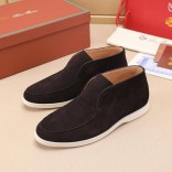 Замшевые лоферы с меховой стелькой Loro Piana Open Walk - Brown