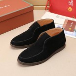 Замшевые лоферы с меховой стелькой Loro Piana Open Walk - Black