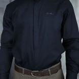 Мужская тёмно-синяя рубашка Loro Piana logo-embroidered