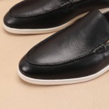 Мужские кожаные лоферы Loro Piana Summer Walk - Black