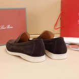 Мужские замшевые лоферы Loro Piana Summer Walk - Brown