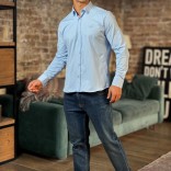 Мужская рубашка Loro Piana голубого цвета