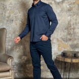 Мужская рубашка Loro Piana тёмно-синего цвета