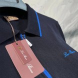 Мужское тёмно-синее поло Loro Piana zip-neck