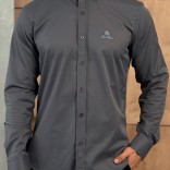 Мужская серая рубашка Loro Piana logo-embroidered