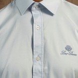 Мужская голубая рубашка Loro Piana logo-embroidered