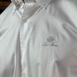 Мужская рубашка Loro Piana logo-embroidered - White