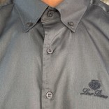 Мужская рубашка Loro Piana logo-embroidered - Grey