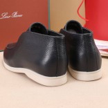 Кожаные лоферы с мехом Loro Piana Open Walk - Navy