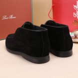 Замшевые лоферы с мехом Loro Piana Open Walk - Black