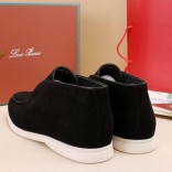 Замшевые лоферы с мехом Loro Piana Open Walk - Brown