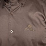 Мужская рубашка Loro Piana logo-embroidered - Brown
