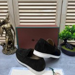 Мужские замшевые лоферы Loro Piana Open Walk - Black