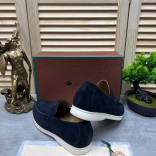 Мужские замшевые лоферы Loro Piana Open Walk - Navy