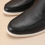 Кожаные лоферы с меховой стелькой Loro Piana Open Walk - Black