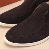 Замшевые лоферы с меховой стелькой Loro Piana Open Walk - Brown