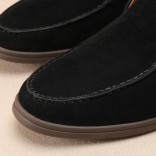 Замшевые лоферы с меховой стелькой Loro Piana Open Walk - Black