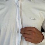 Мужская белая рубашка Loro Piana logo-embroidered