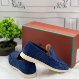 Замшевые лоферы Loro Piana Summer Walk - Navy