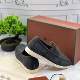 Замшевые лоферы Loro Piana Summer Walk - Grey