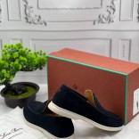 Мужские замшевые лоферы Loro Piana тёмно-синего цвета