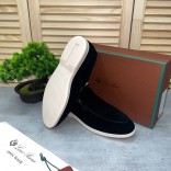 Замшевые лоферы Loro Piana Summer Walk - Black / White