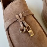Женские замшевые лоферы Loro Piana Open Walk Premium - Beige