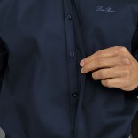 Мужская тёмно-синяя рубашка Loro Piana logo-embroidered