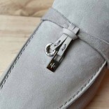 Женские замшевые лоферы Loro Piana Open Walk Premium - Grey