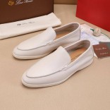 Мужские кожаные лоферы Loro Piana Summer Walk - White