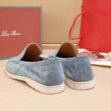 Мужские замшевые лоферы Loro Piana Summer Walk - Blue