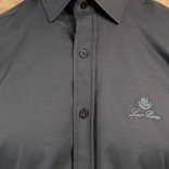 Мужская серая рубашка Loro Piana logo-embroidered