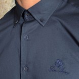 Мужская рубашка Loro Piana logo-embroidered - Navy