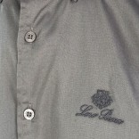 Мужская рубашка Loro Piana logo-embroidered - Grey