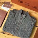Кашемировый свитер Loro Piana Premium zip-neck - Dark Grey